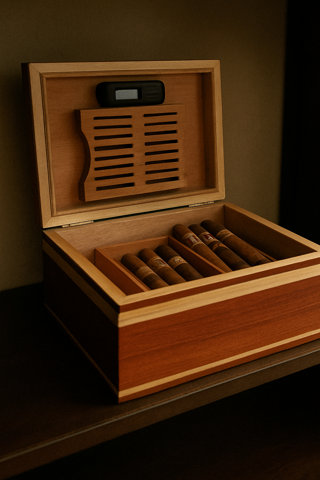 Hand-crafted Hardwood Cigar Box with Spanish Cedar Lining