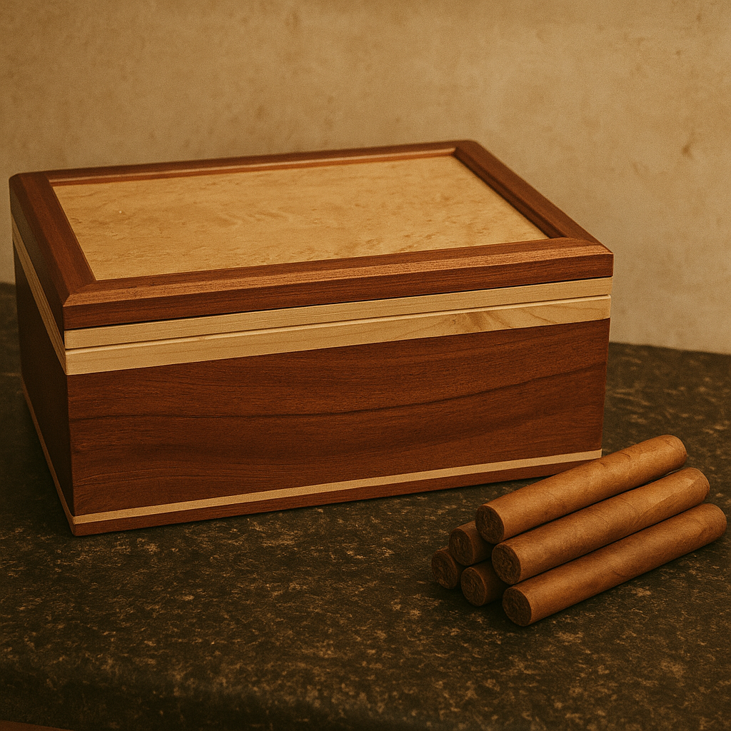 Hand-crafted Hardwood Cigar Box with Spanish Cedar Lining